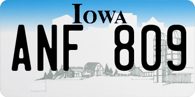 IA license plate ANF809