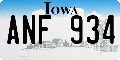IA license plate ANF934