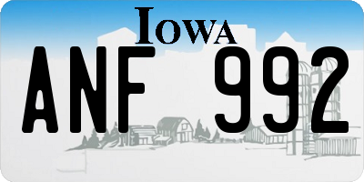 IA license plate ANF992