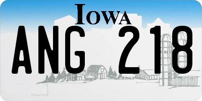 IA license plate ANG218