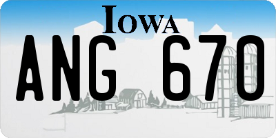 IA license plate ANG670