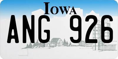 IA license plate ANG926