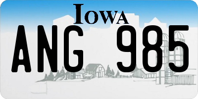 IA license plate ANG985