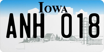 IA license plate ANH018