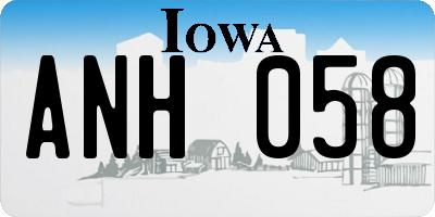 IA license plate ANH058