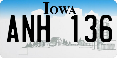 IA license plate ANH136