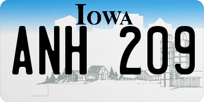 IA license plate ANH209