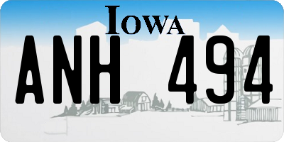 IA license plate ANH494