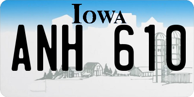 IA license plate ANH610