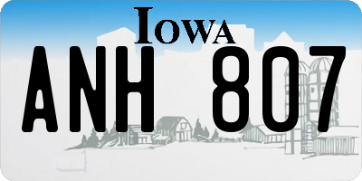 IA license plate ANH807