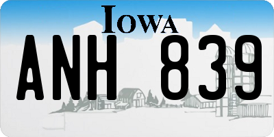 IA license plate ANH839