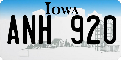 IA license plate ANH920