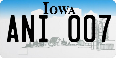 IA license plate ANI007