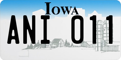 IA license plate ANI011