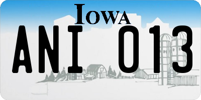 IA license plate ANI013