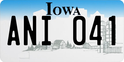 IA license plate ANI041