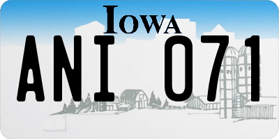 IA license plate ANI071