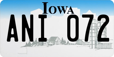 IA license plate ANI072