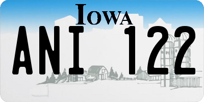 IA license plate ANI122