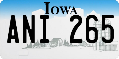 IA license plate ANI265
