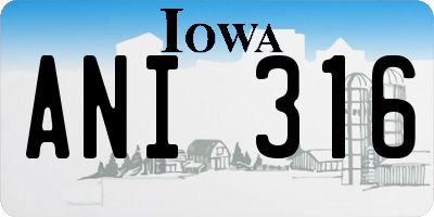 IA license plate ANI316