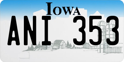 IA license plate ANI353