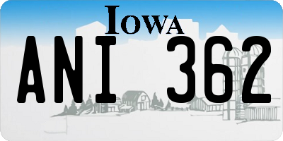 IA license plate ANI362
