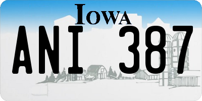 IA license plate ANI387