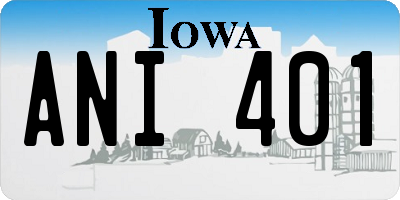 IA license plate ANI401