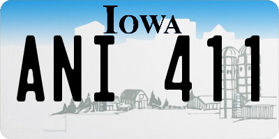 IA license plate ANI411