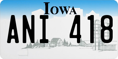 IA license plate ANI418