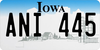IA license plate ANI445