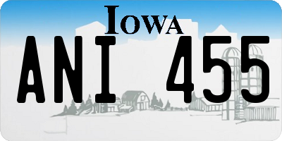 IA license plate ANI455