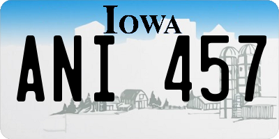 IA license plate ANI457