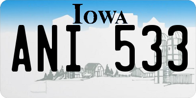 IA license plate ANI533