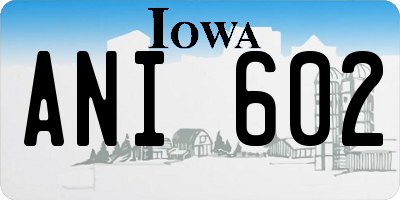 IA license plate ANI602