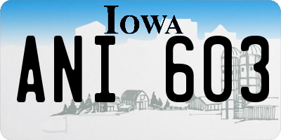 IA license plate ANI603