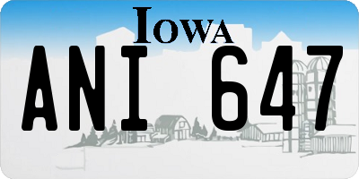 IA license plate ANI647