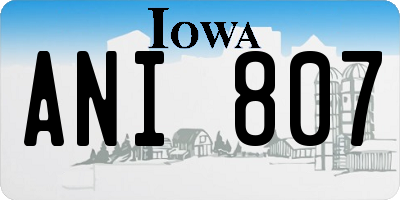 IA license plate ANI807