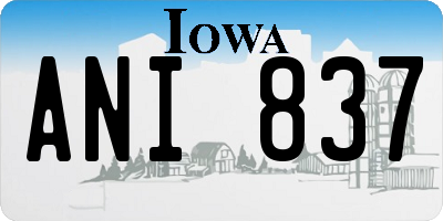 IA license plate ANI837