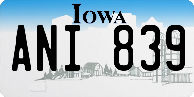 IA license plate ANI839
