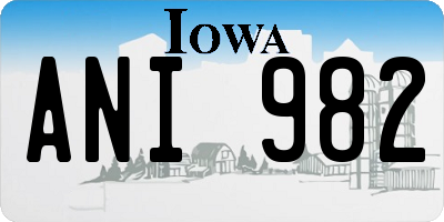 IA license plate ANI982