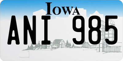 IA license plate ANI985