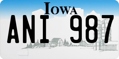 IA license plate ANI987