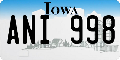 IA license plate ANI998