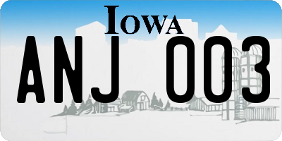 IA license plate ANJ003