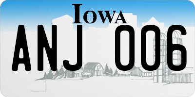 IA license plate ANJ006