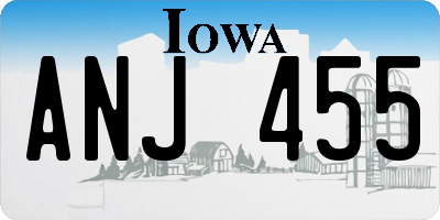 IA license plate ANJ455
