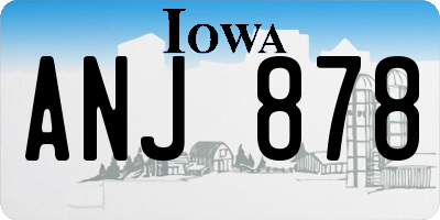 IA license plate ANJ878