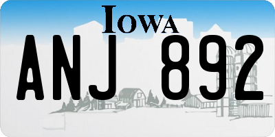 IA license plate ANJ892